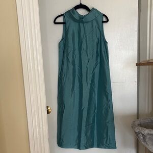 Talbots Teal Silk Sleeveless Dress NWT